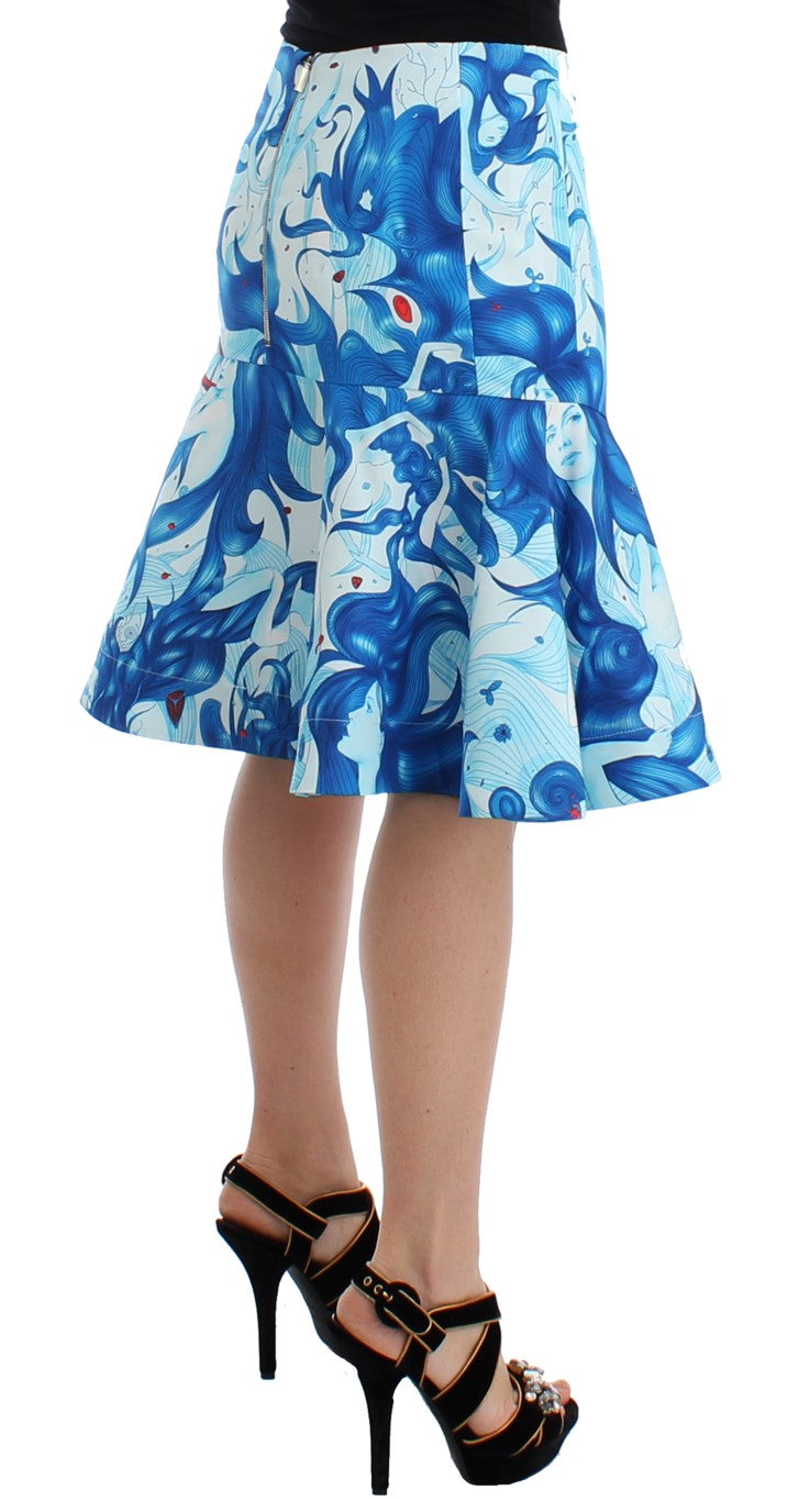 Elegant Fresco-Print Knee-Length Skirt