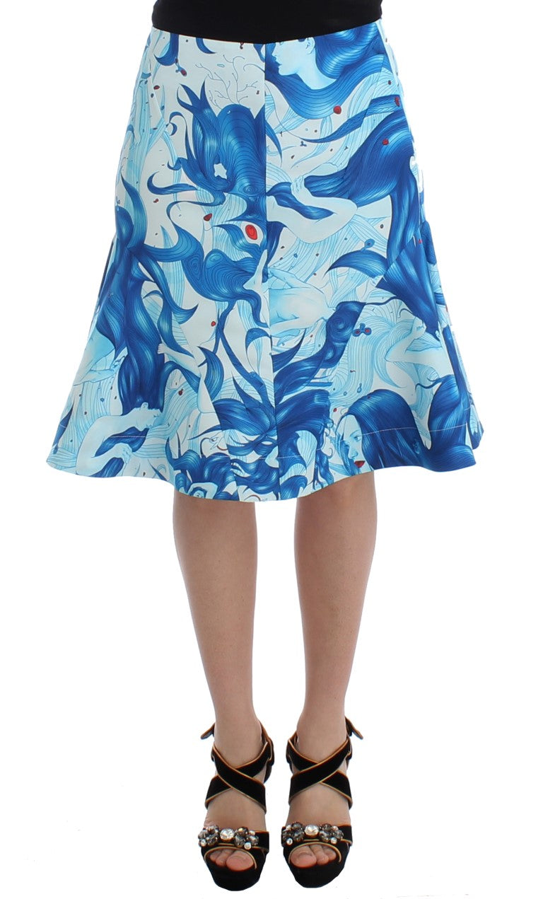 Elegant Fresco-Print Knee-Length Skirt