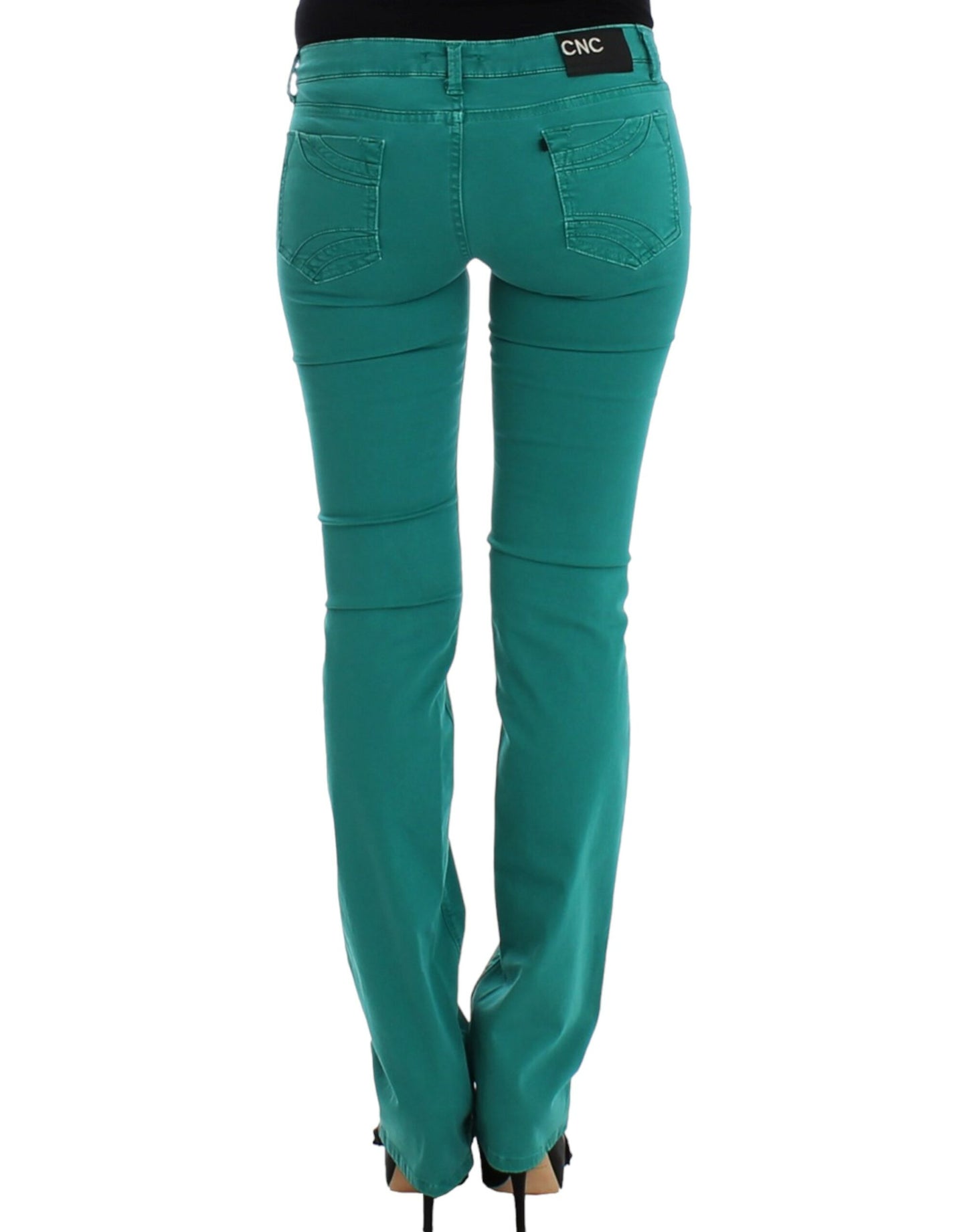 Chic Green Straight Leg Jeans for Sophisticated Style