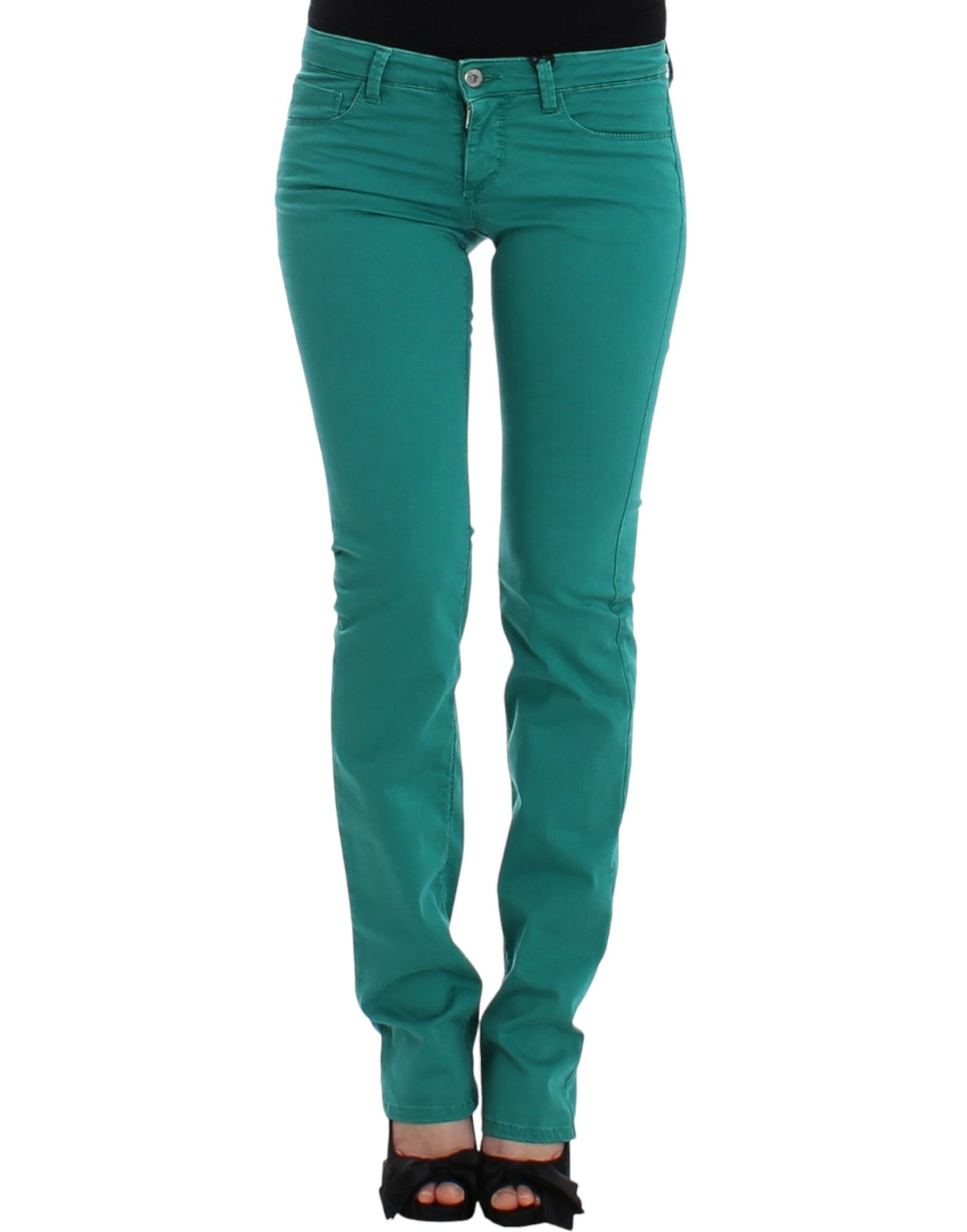 Chic Green Straight Leg Jeans for Sophisticated Style