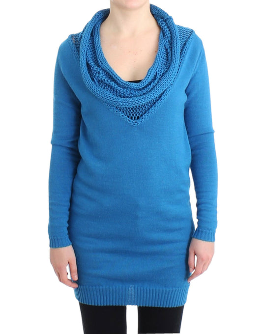 Cozy Scoop Neck Blue Knit Sweater