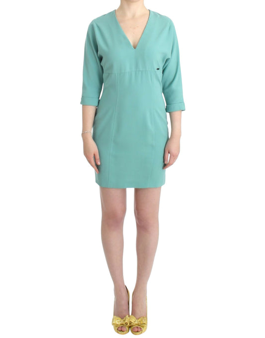 Elegant Green V-Neck Midi Dress