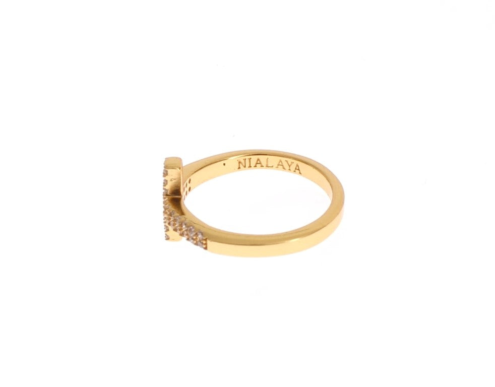 Elegant Gold Plated Sterling Silver CZ Ring