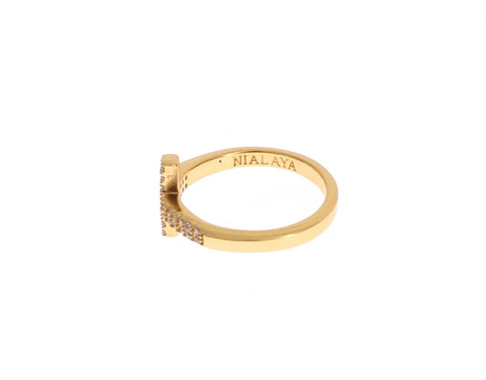 Elegant Gold Plated Sterling Silver CZ Ring