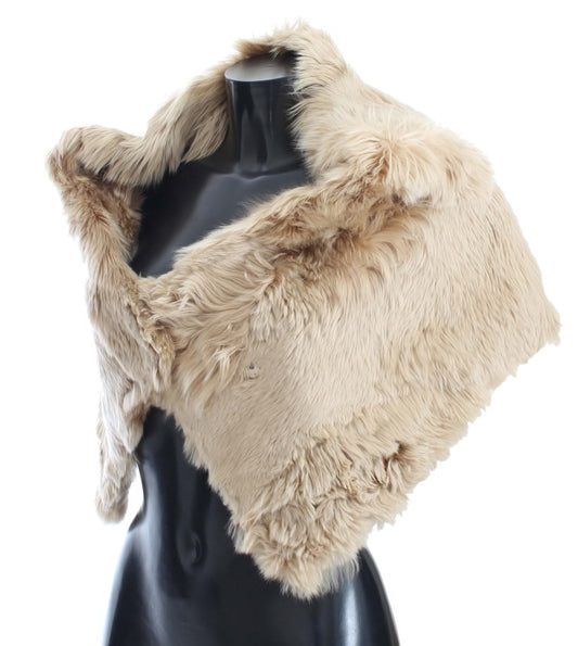 Elegant Alpaca Fur Shoulder Wrap in Beige
