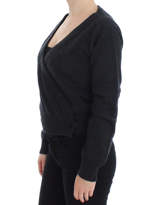 Chic Gray Oversize Knitted Cashmere Pullover