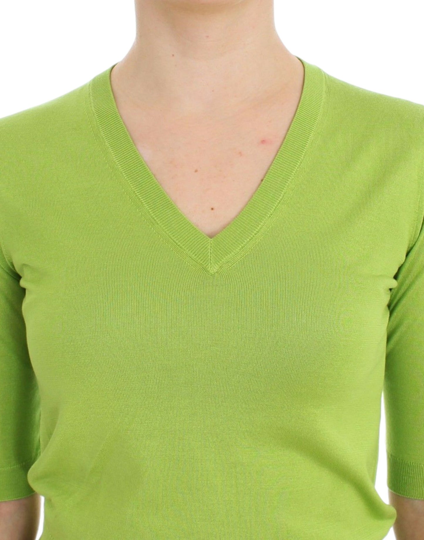 Emerald Green Wool V-Neck Pullover