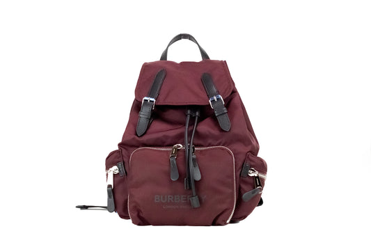 Medium Burgundy Econyl Nylon Rucksack Drawstring Backpack Bookbag