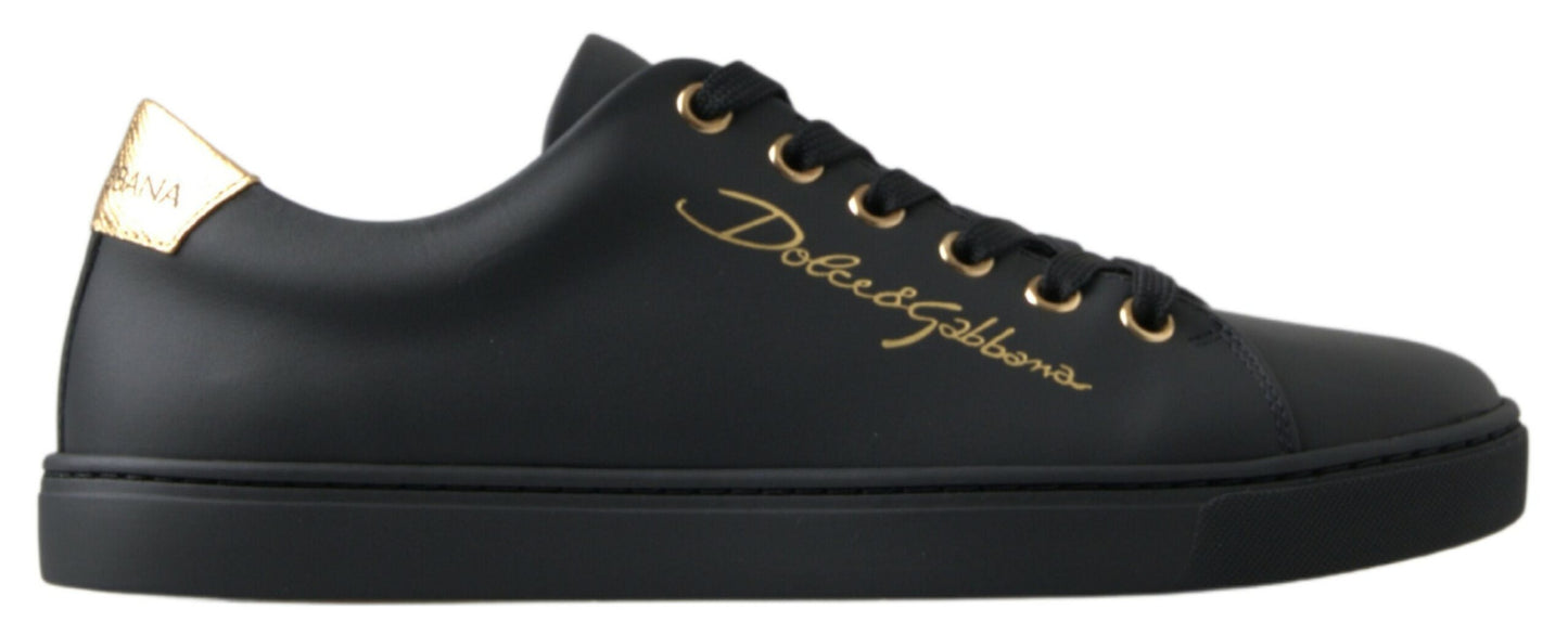 Black Gold Leather Classic Sneakers