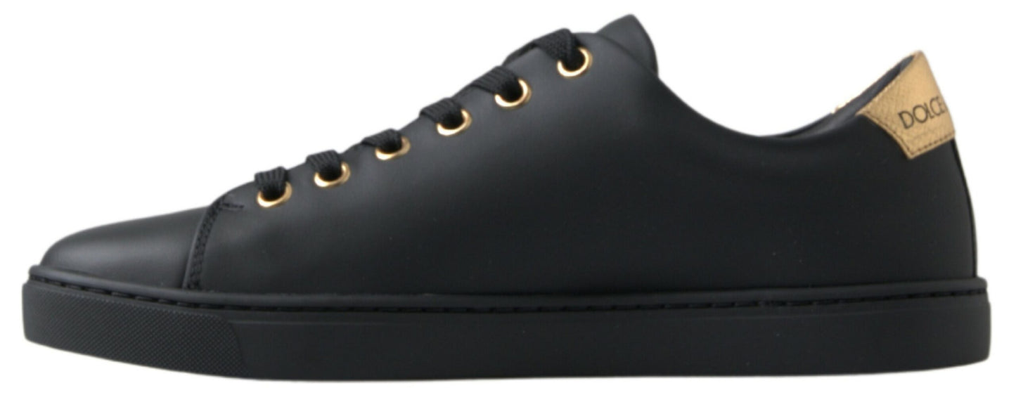 Black Gold Leather Classic Sneakers