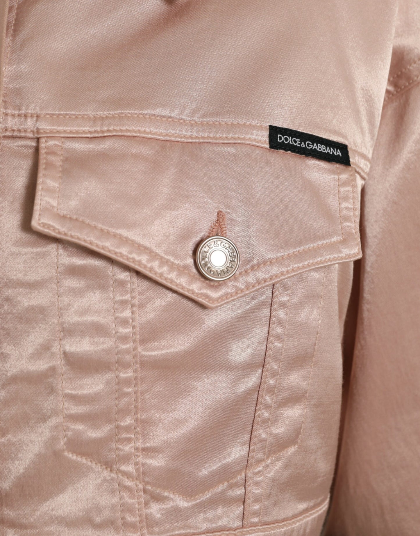 Elegant Pink Cropped Denim Jacket