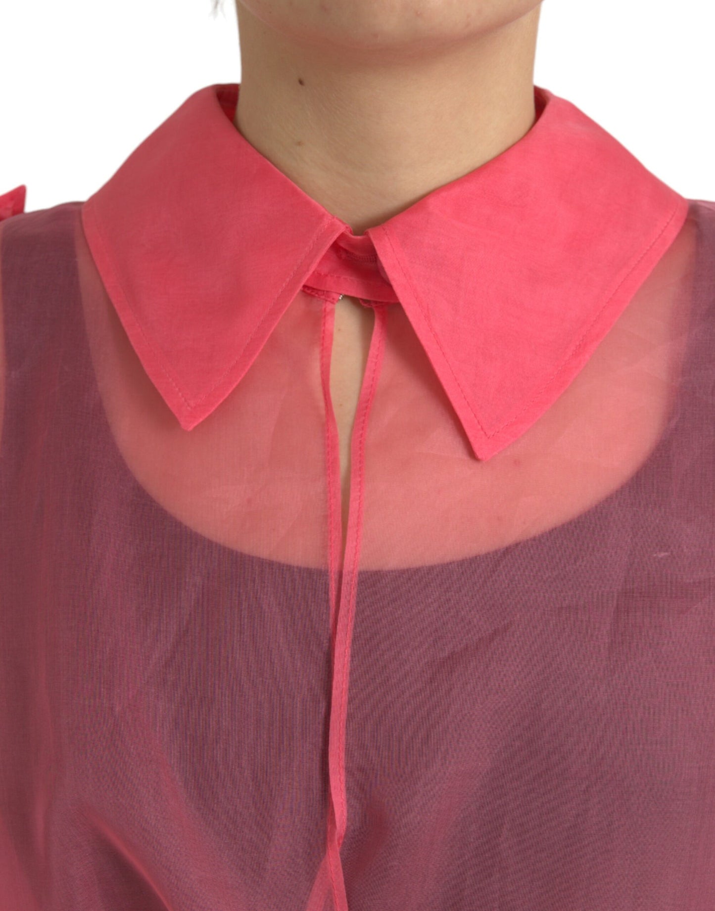 Elegant Pink Silk Long Jacket