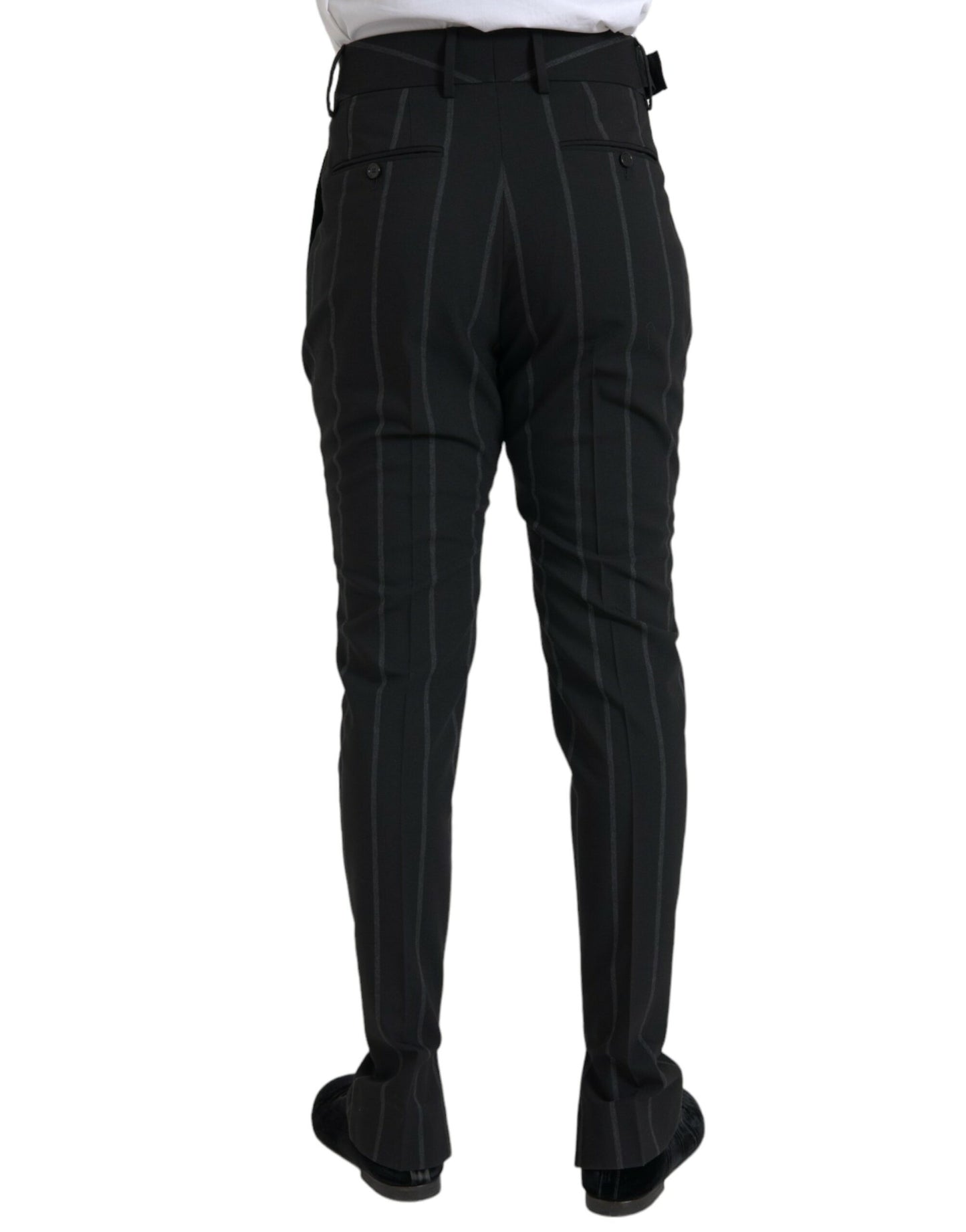 Black Striped Men Slim Dress Pants