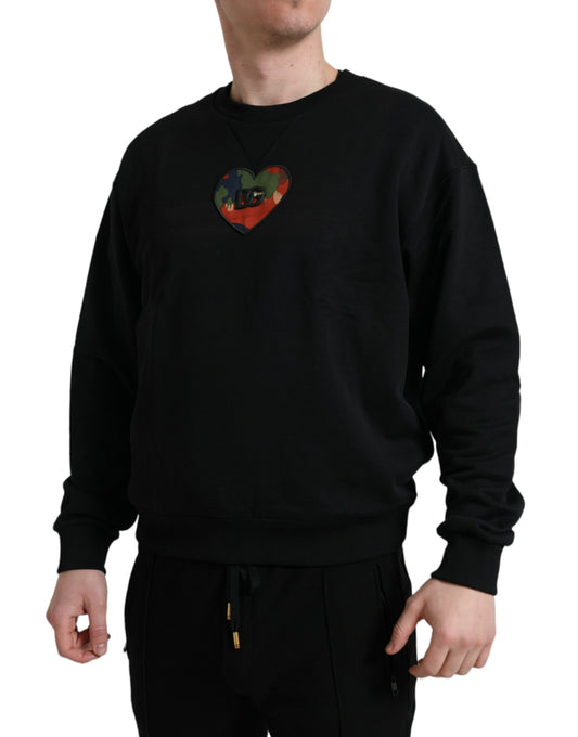 Elegant Cotton Crewneck Sweater With Logo Patch