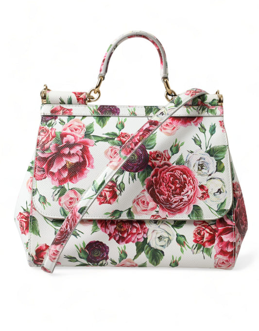 Elegant Floral Sicily Leather Shoulder Bag