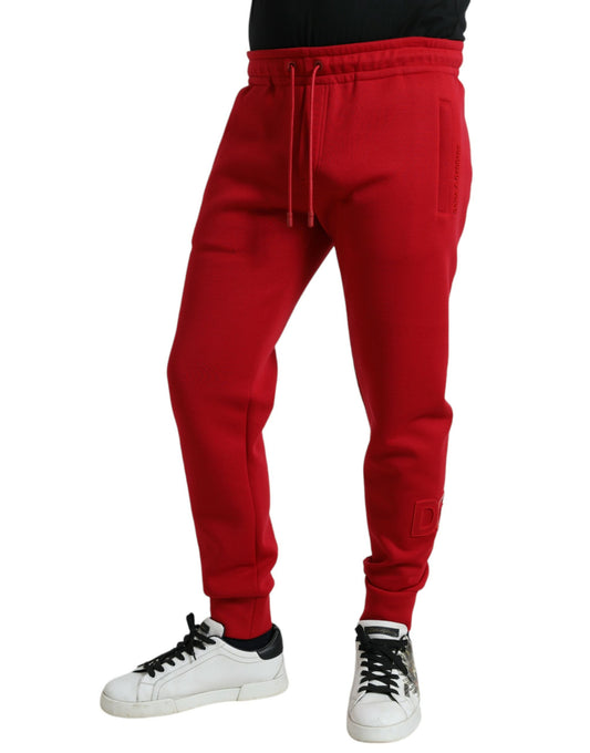 Sizzling Red Cotton Blend Jogger Pants