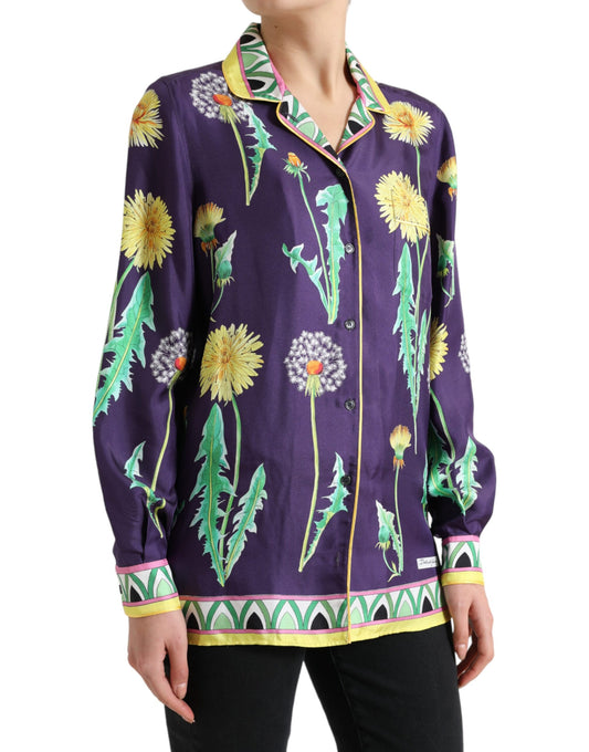 Elegant Silk Twill Floral Shirt