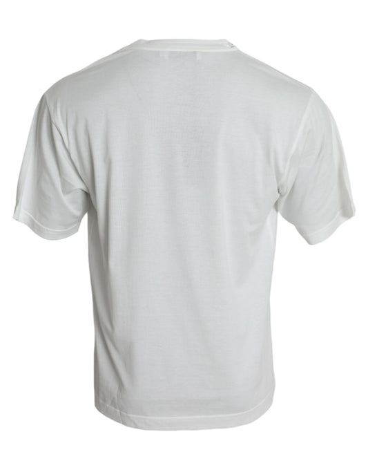 White Graphic Print Cotton Crew Neck T-shirt