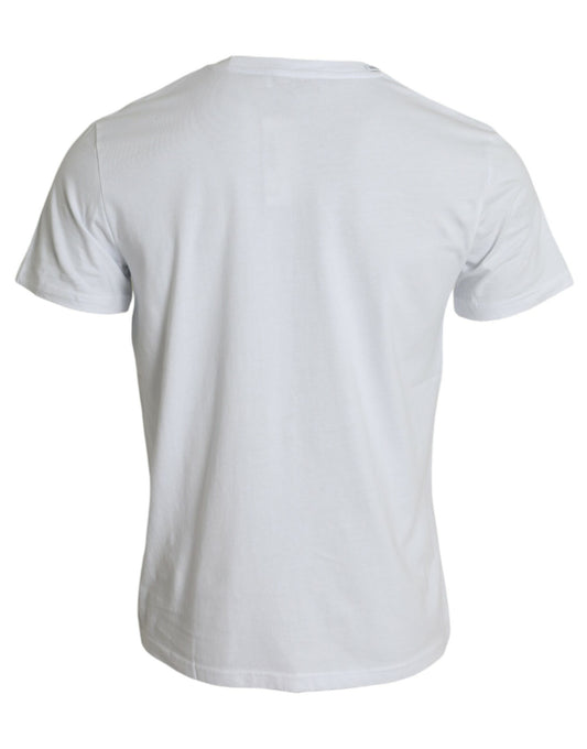 White Logo Print Cotton Crew Neck T-shirt
