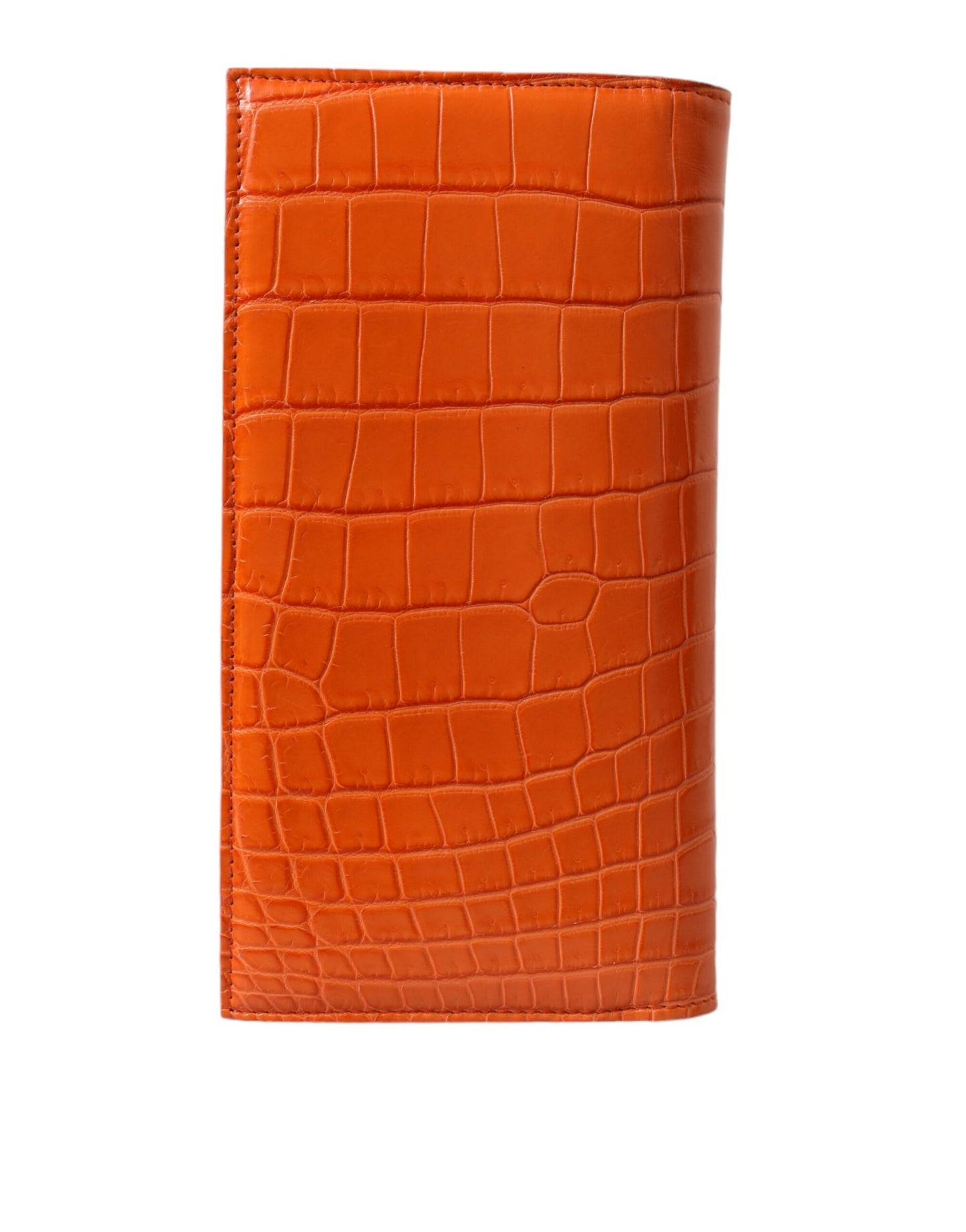 Chic Orange Crocodile Leather Wallet