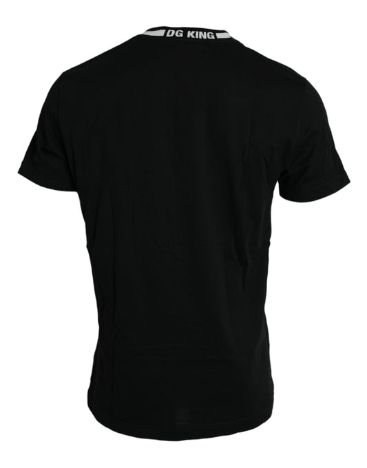 Black Logo Star Cotton Crew Neck T-shirt