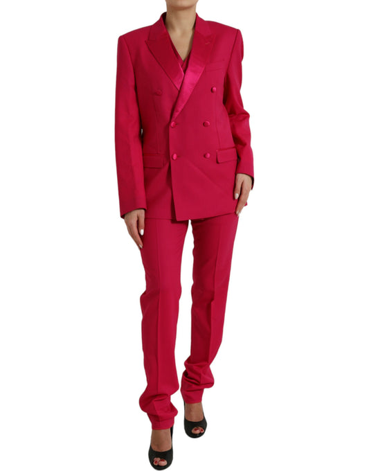 Elegant Red Slim Fit 3 Piece Martini Suit