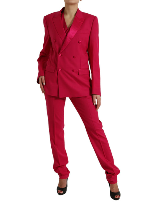 Elegant Red Slim Fit 3 Piece Martini Suit