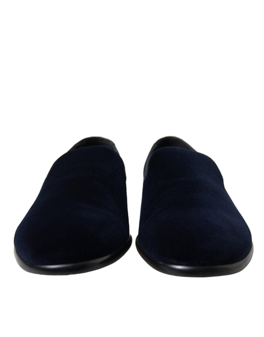 Elegant Blue Velvet Formal Loafers