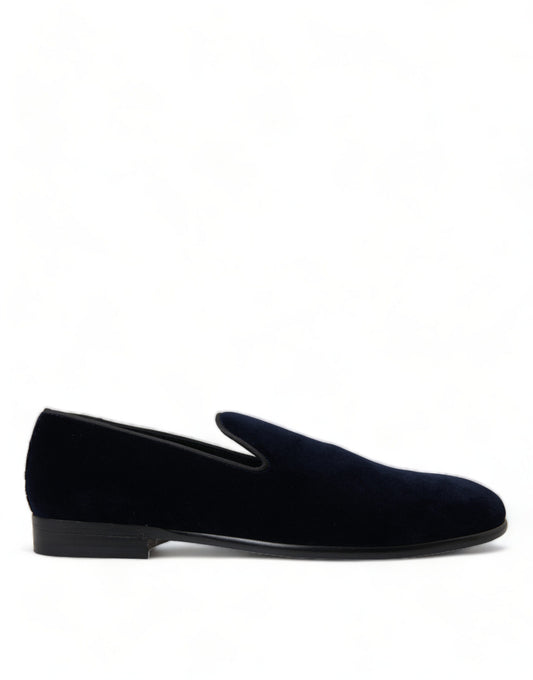 Elegant Blue Velvet Formal Loafers