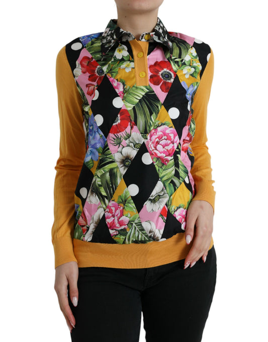 Multicolor Cashmere-Silk Blend Henley Sweater