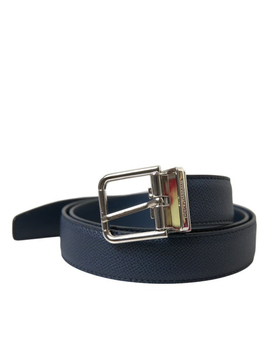 Elegant Navy Blue Leather Belt