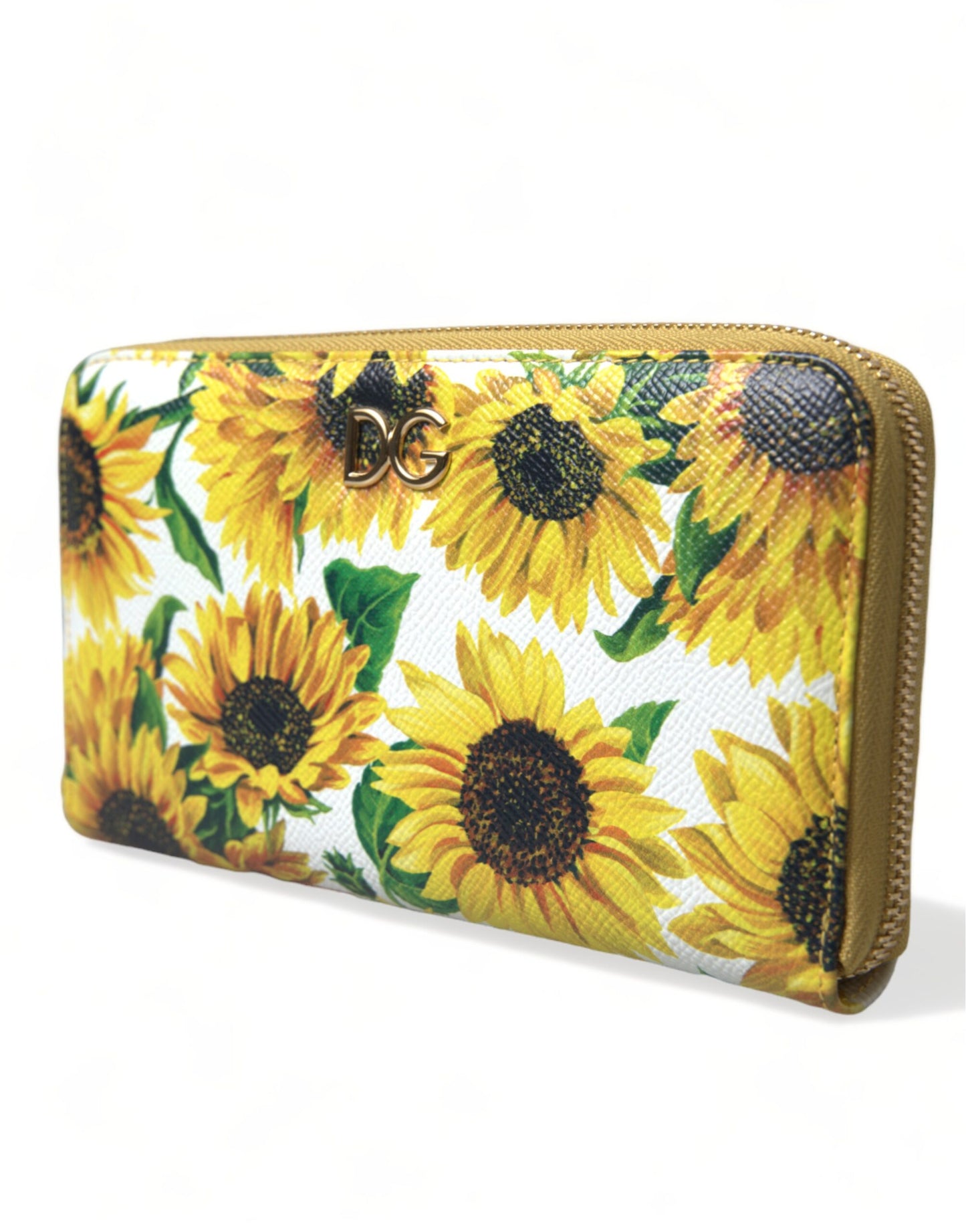 Sunflower Print Leather Continental Wallet