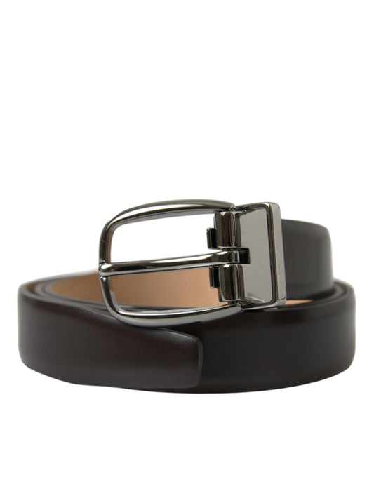 Elegant Dark Brown Calf Leather Belt