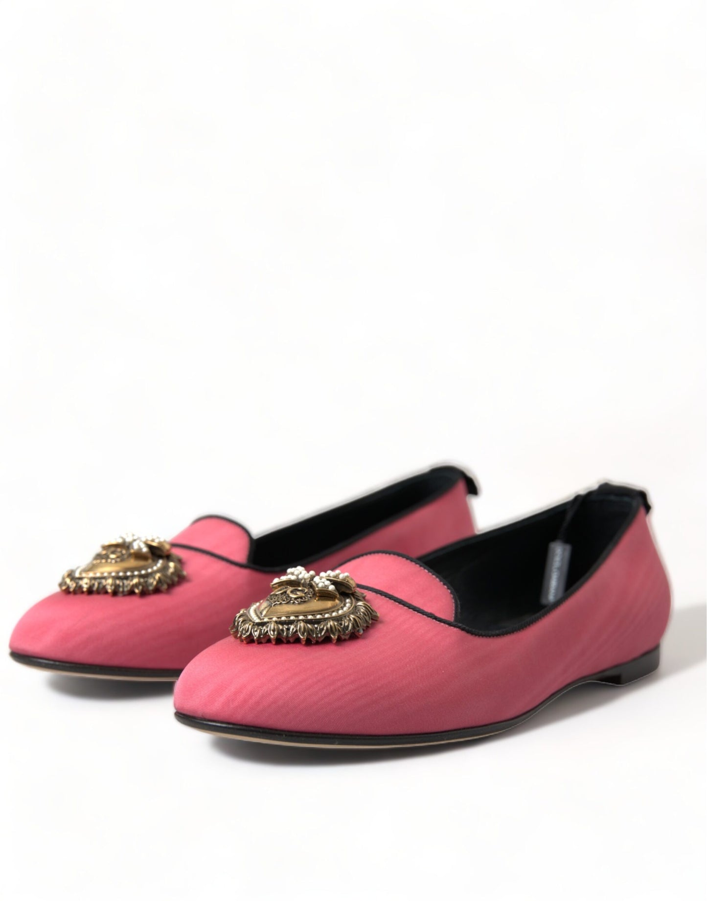 Elegant Moiré Audrey Slippers with Bejeweled Heart