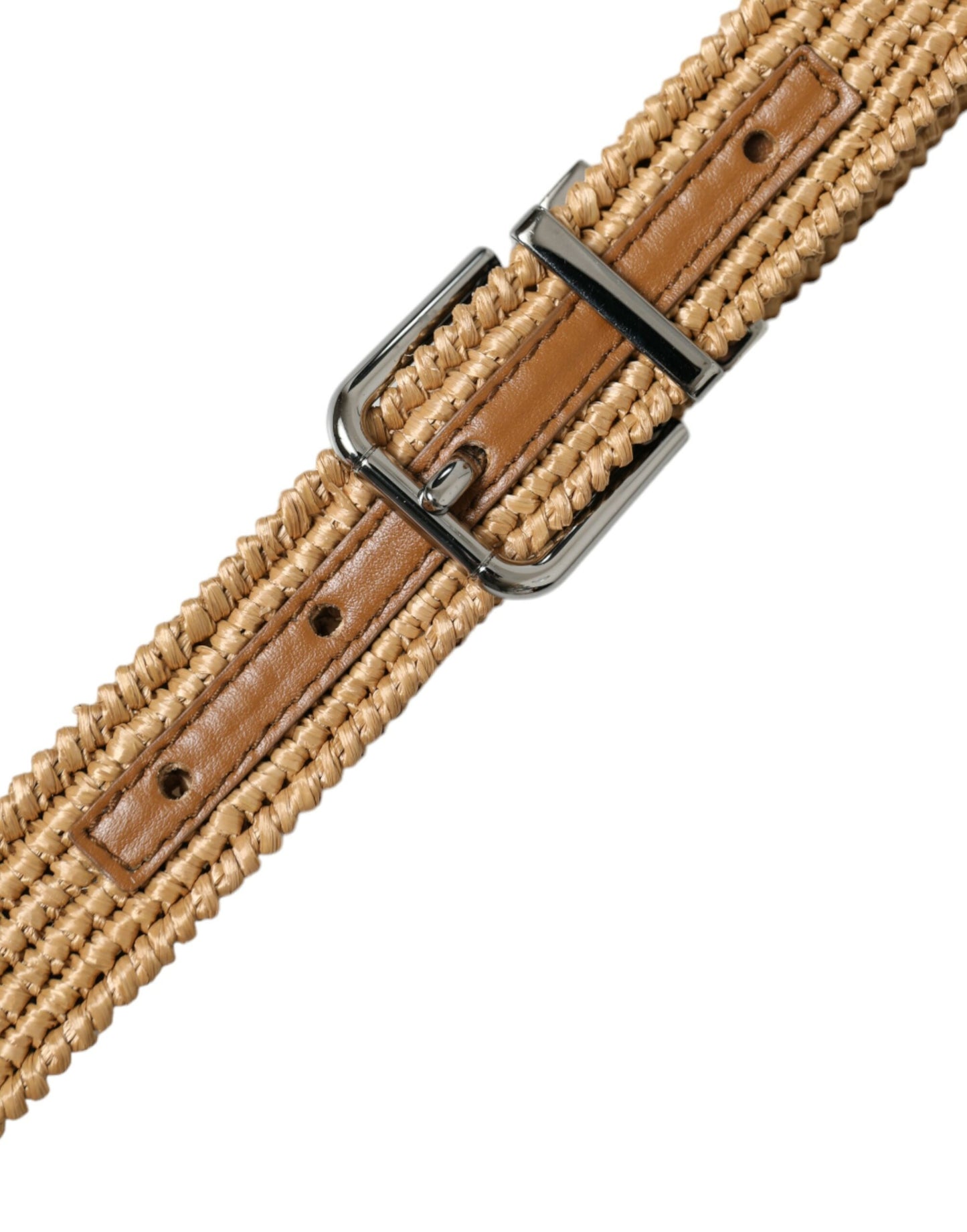 Elegant Beige Woven Leather Belt