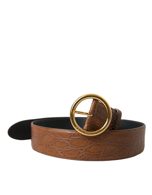 Elegant Exotic Leather Belt - Rich Brown