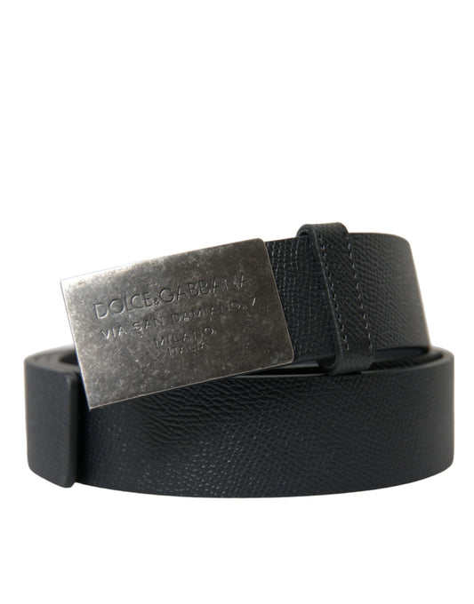 Elegant Black Calfskin Leather Belt