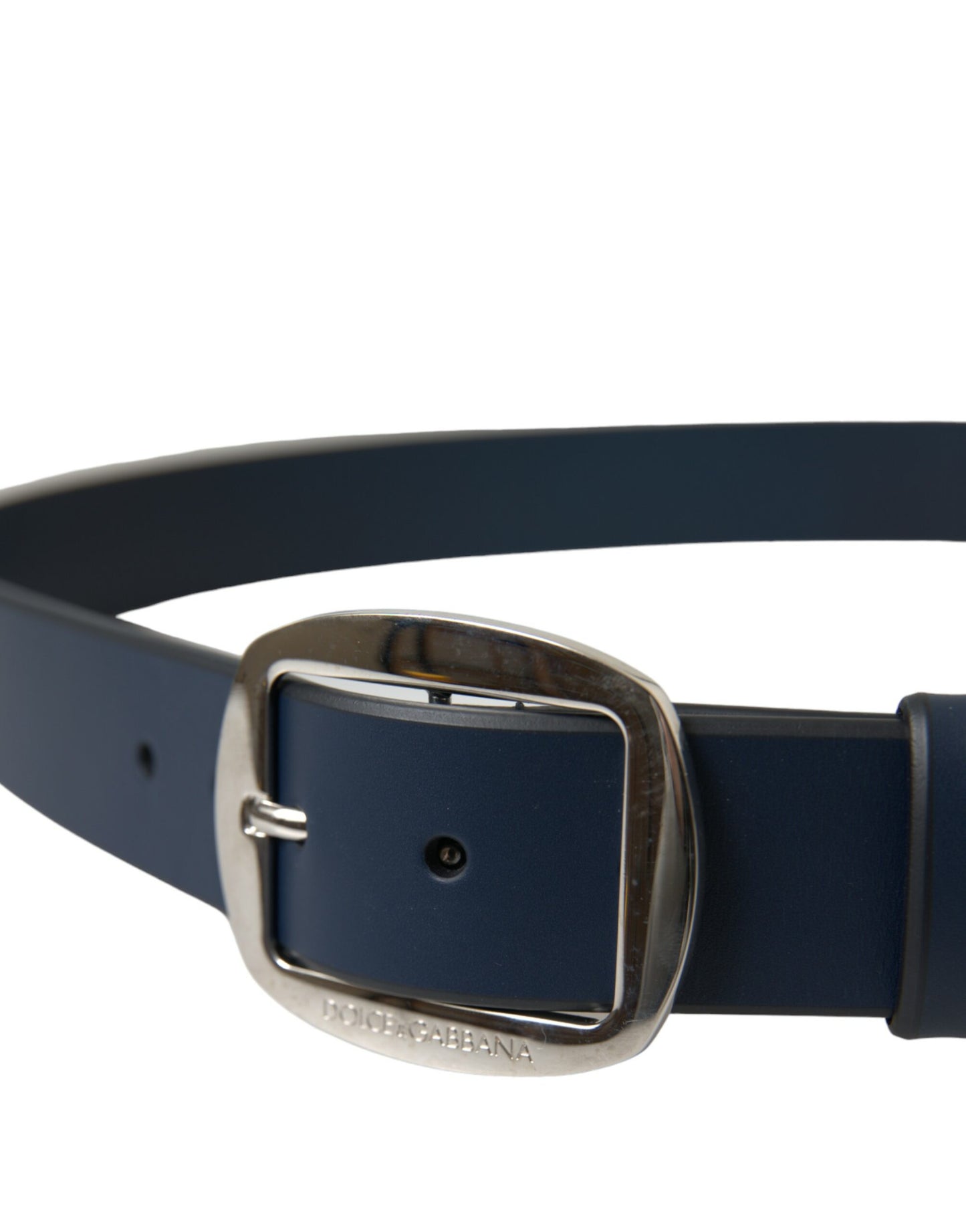 Elegant Blue Calf Leather Belt with Metal Buckle