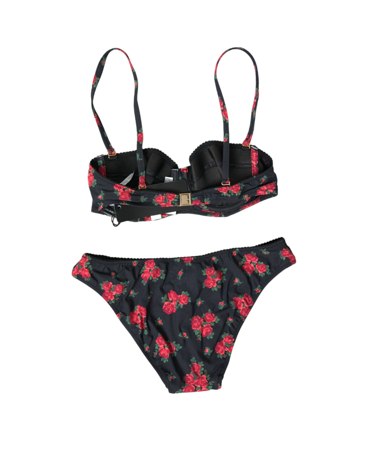 Black Red Roses Two Piece Swimwear Bikini