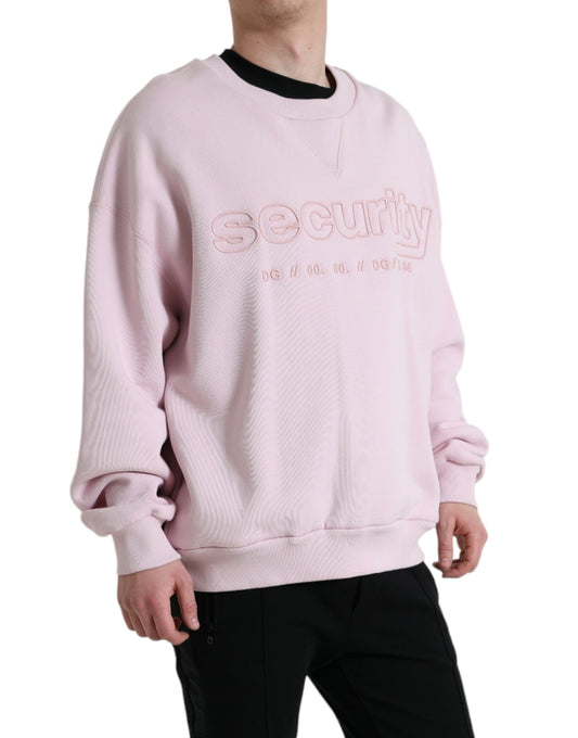 Elegant Pink Crew Neck Logo Sweater