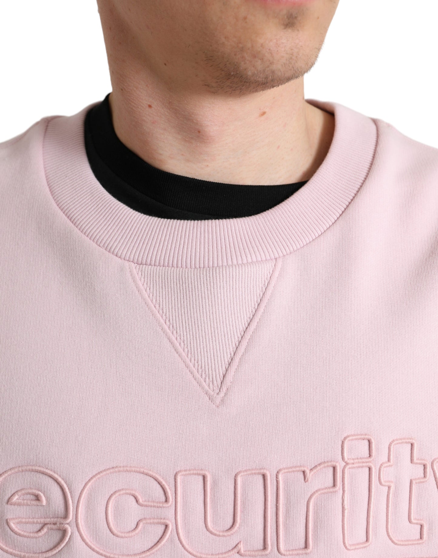 Elegant Pink Crew Neck Logo Sweater