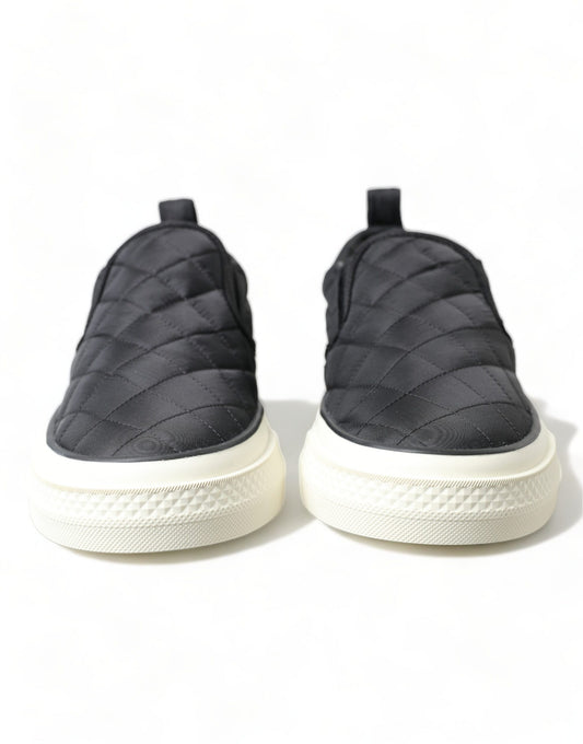 Elegant Quilted Black Canvas Sneakers