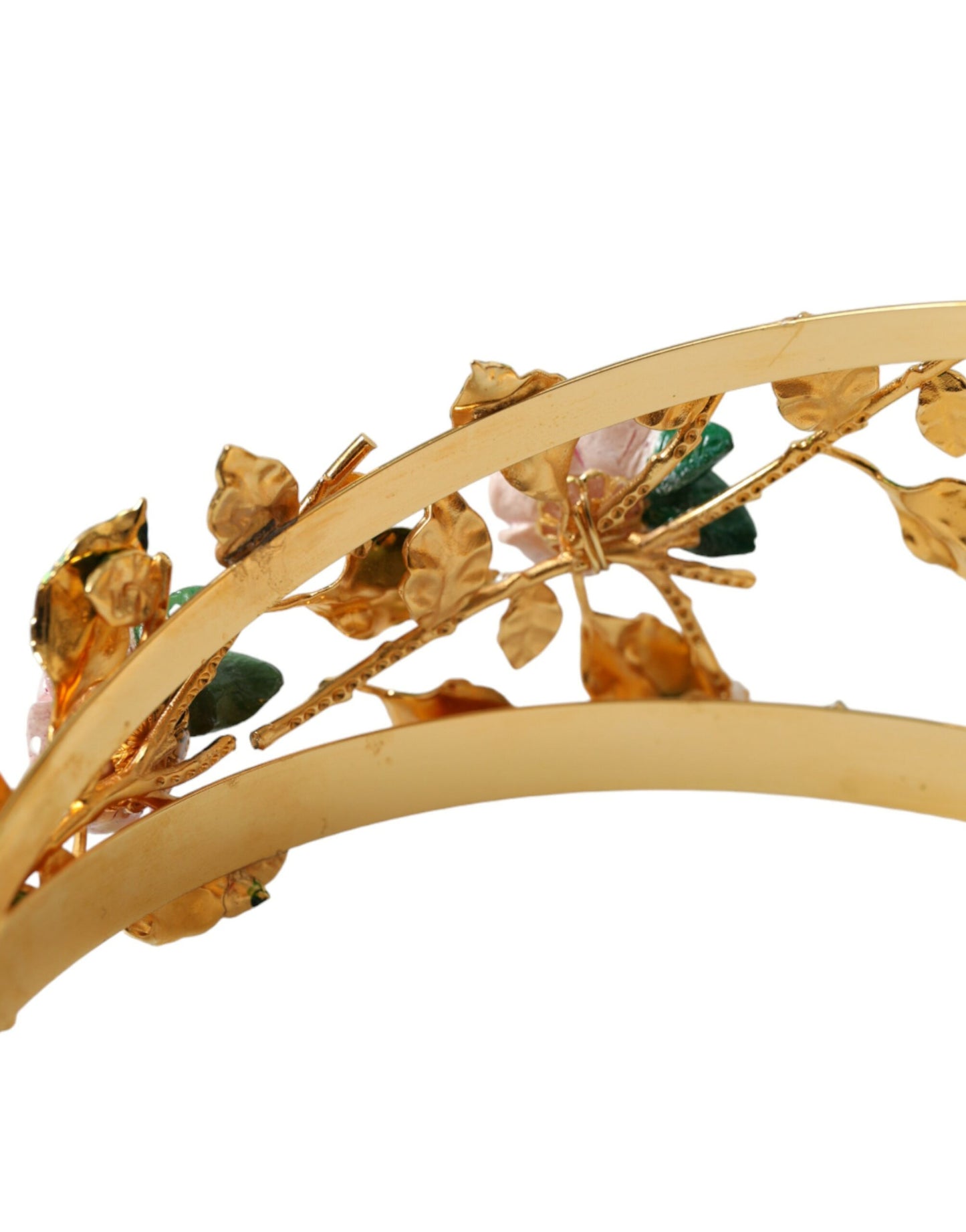 Elegant Gold-Tone Roses Crystal Diadem