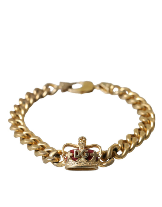 Opulent Gold-Tone Chain Bracelet with Red Accents