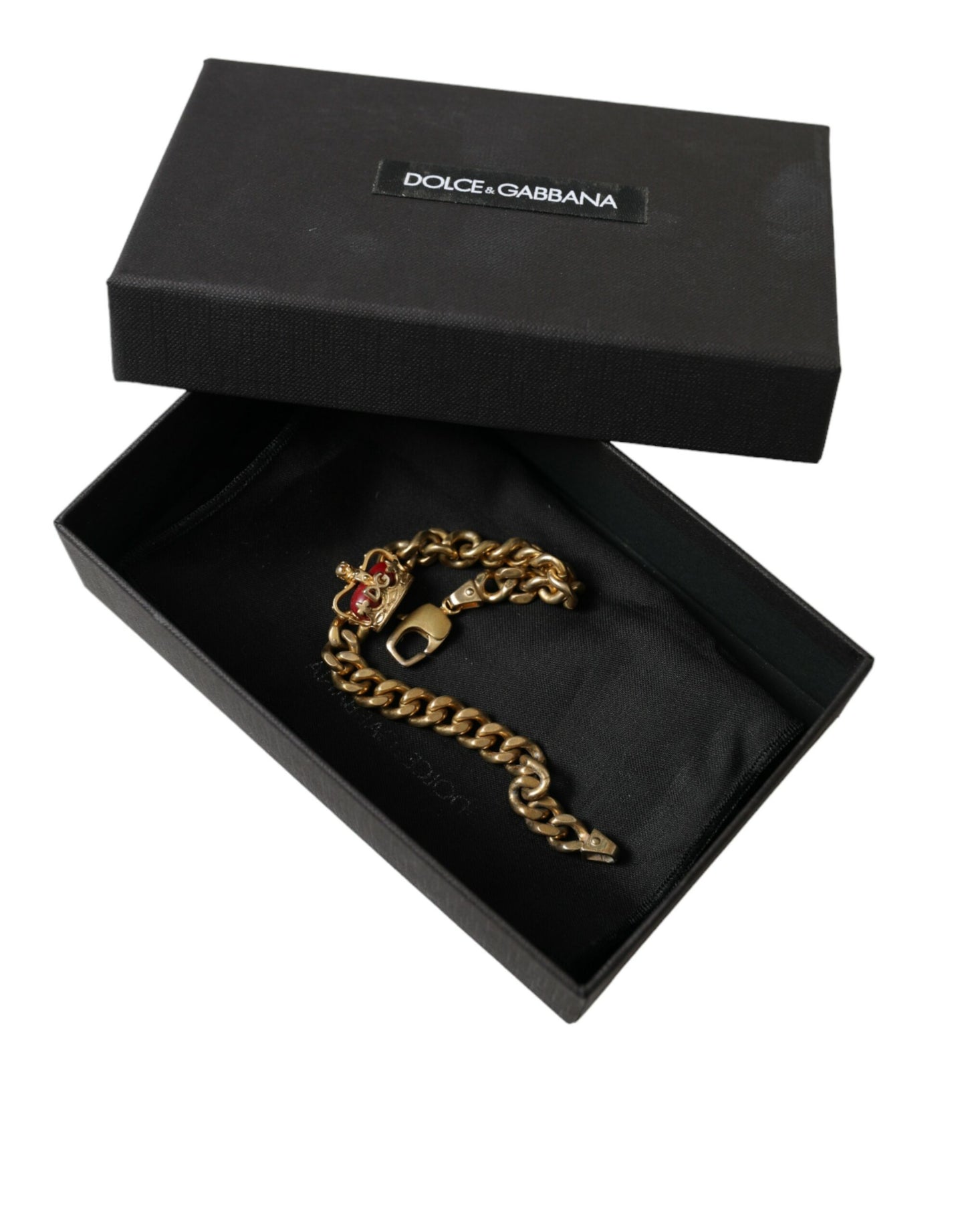 Opulent Gold-Tone Chain Bracelet with Red Accents