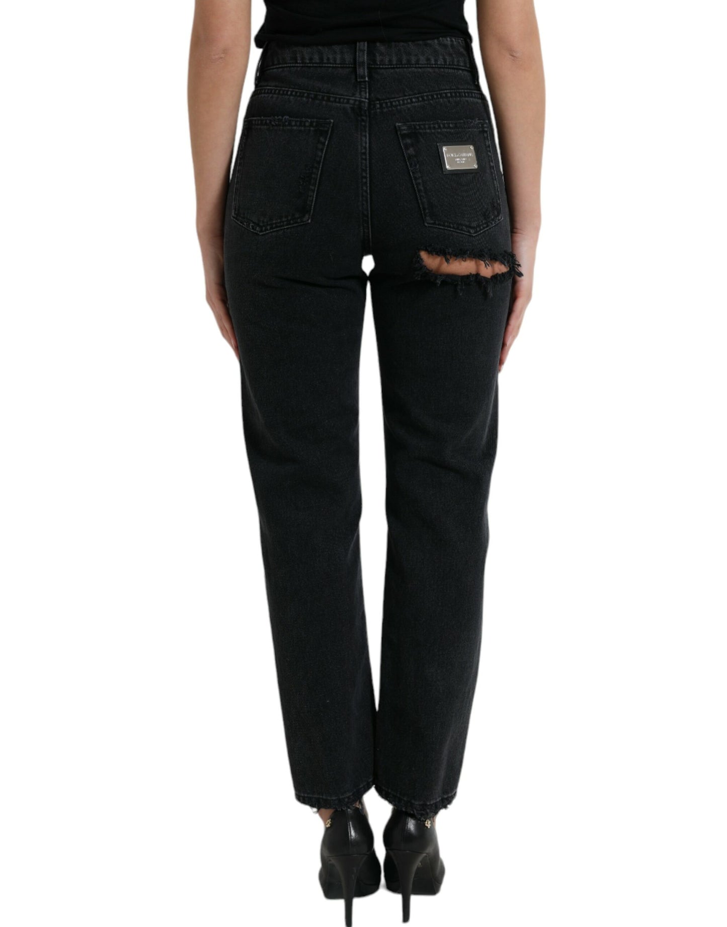 Elegant High-Waist Black Stretch Jeans