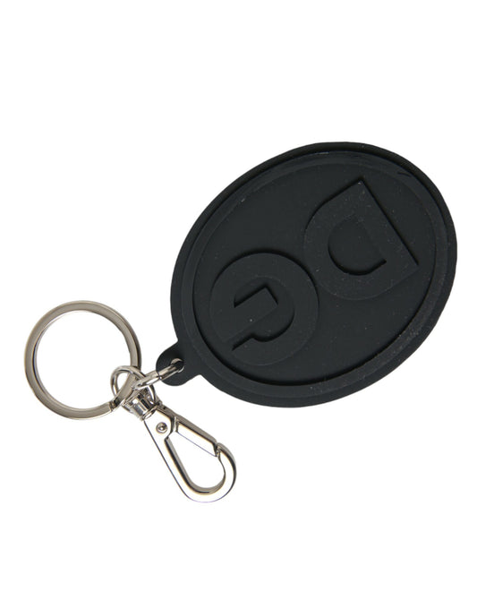 Chic Black and Silver Logo Keychain