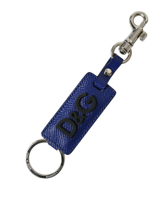 Elegant Blue Trifold Calf Leather Key Holder