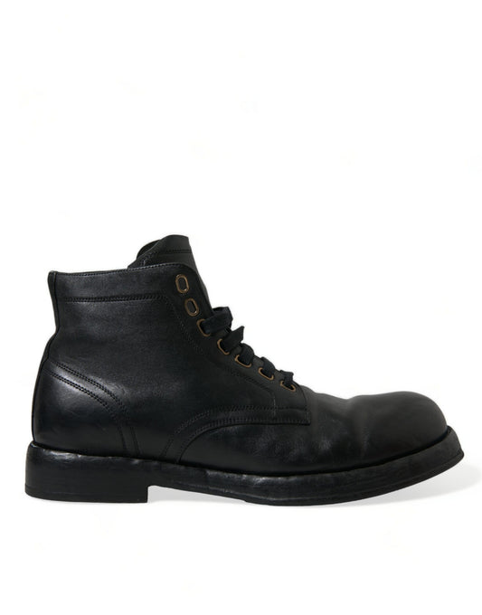 Elegant Black Horse Leather Ankle Boots