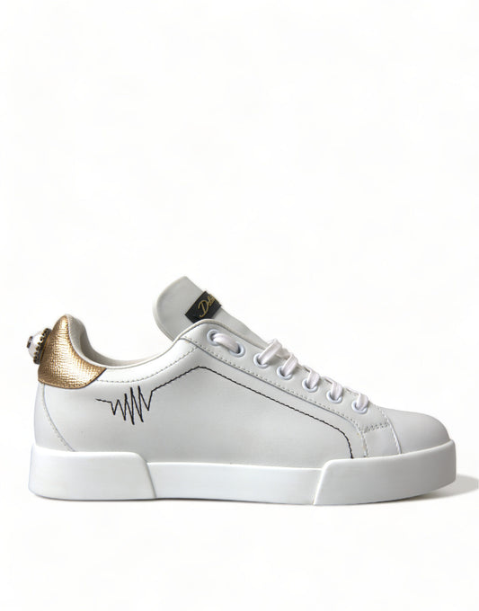 Elegant Portofino White Leather Sneakers